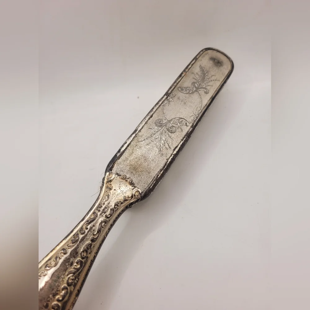 Vintage Silver Hairbrush with Ornate Design